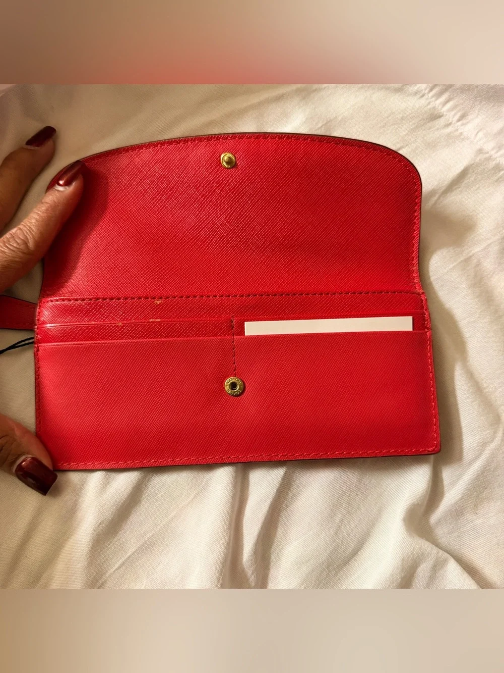 Coach Red Leather Flap Continental Wallet with Gold Logo